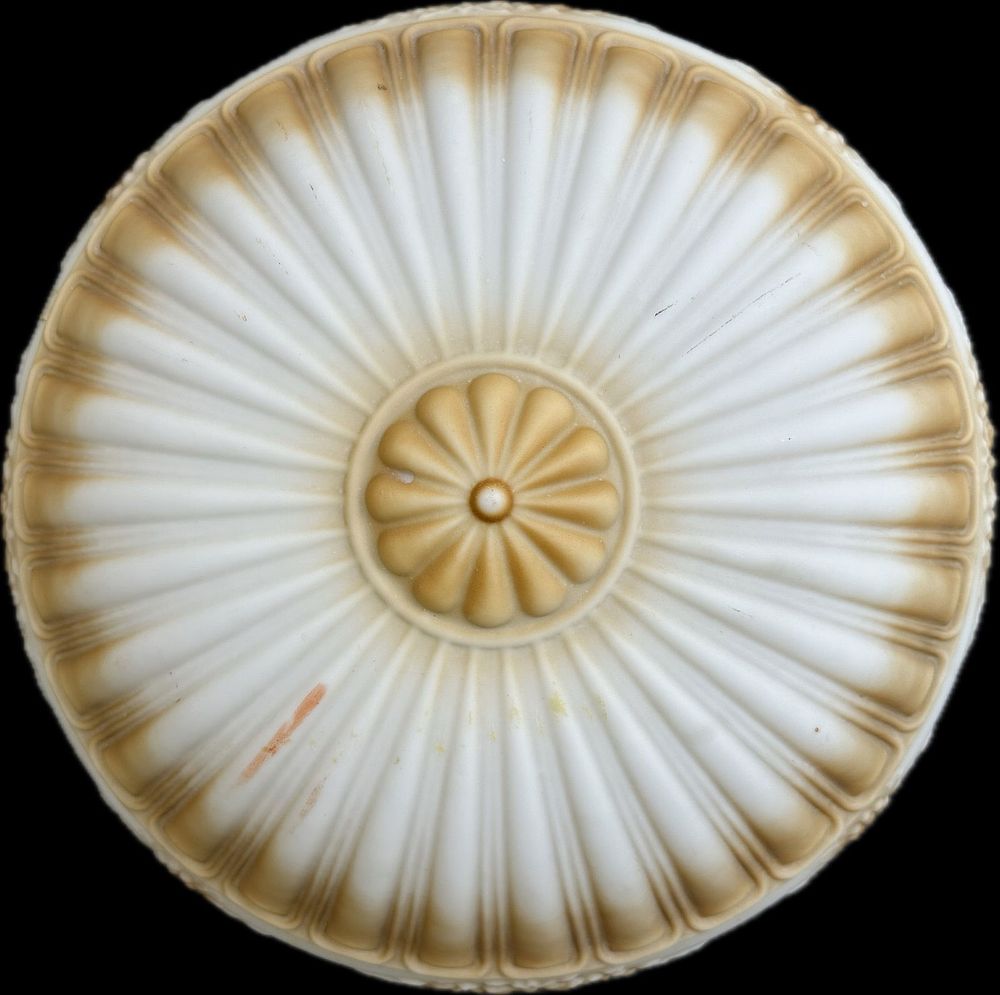 Lot 333: Antique Art Deco Floral Motif Milk Glass Ceiling Lamp Fixture
