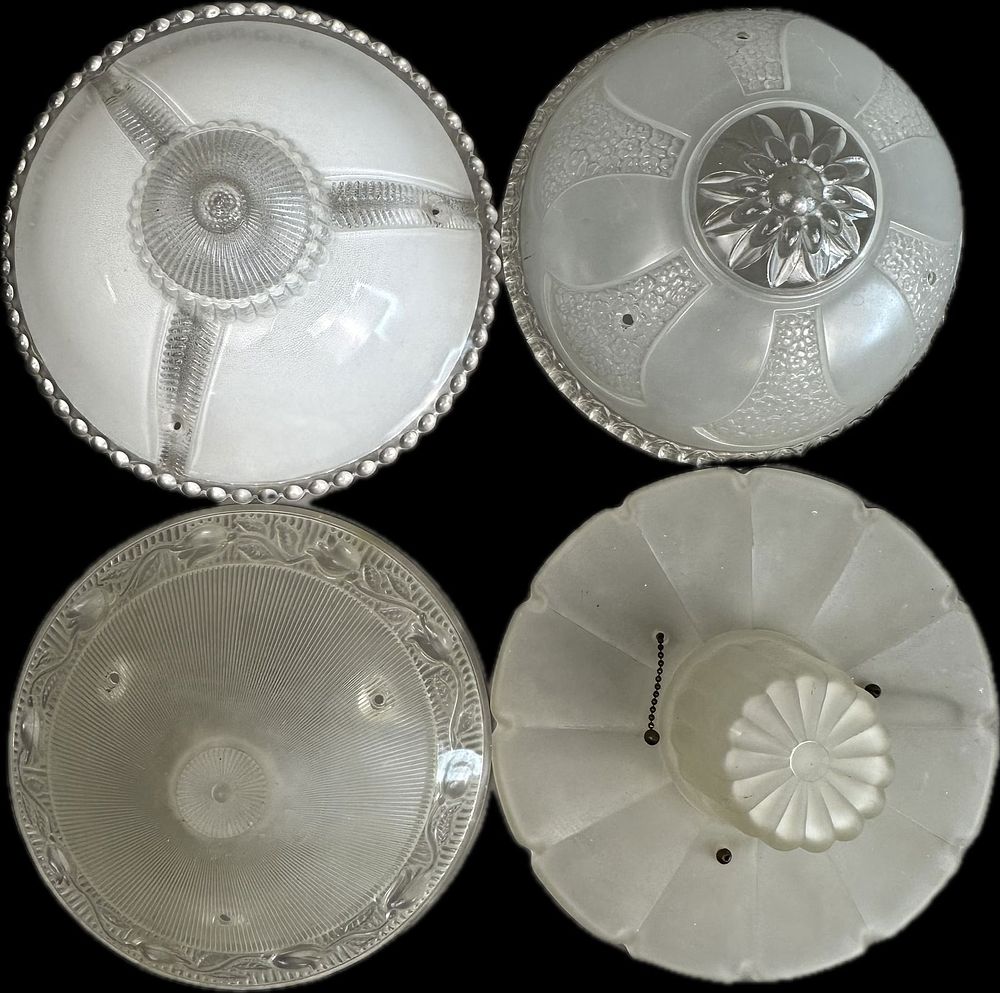 Lot 337: Lot 4 Ornate Art Deco Clear Glass 1920s Ceiling Fixtures