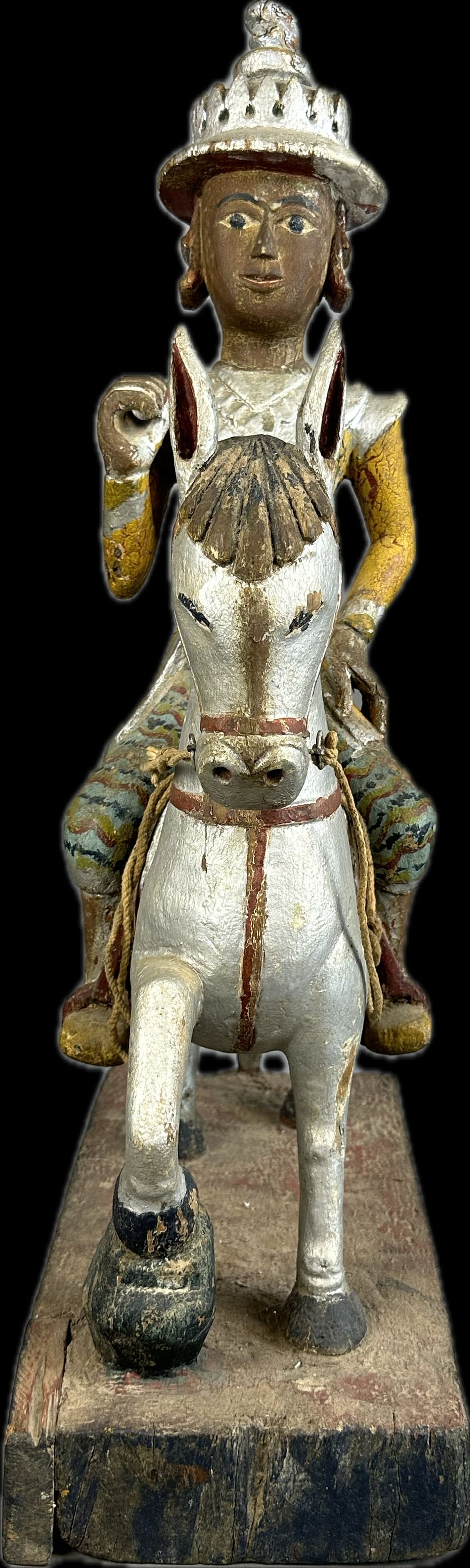 Lot 346: Early Hand Carved & Painted Wooden Asian Horse