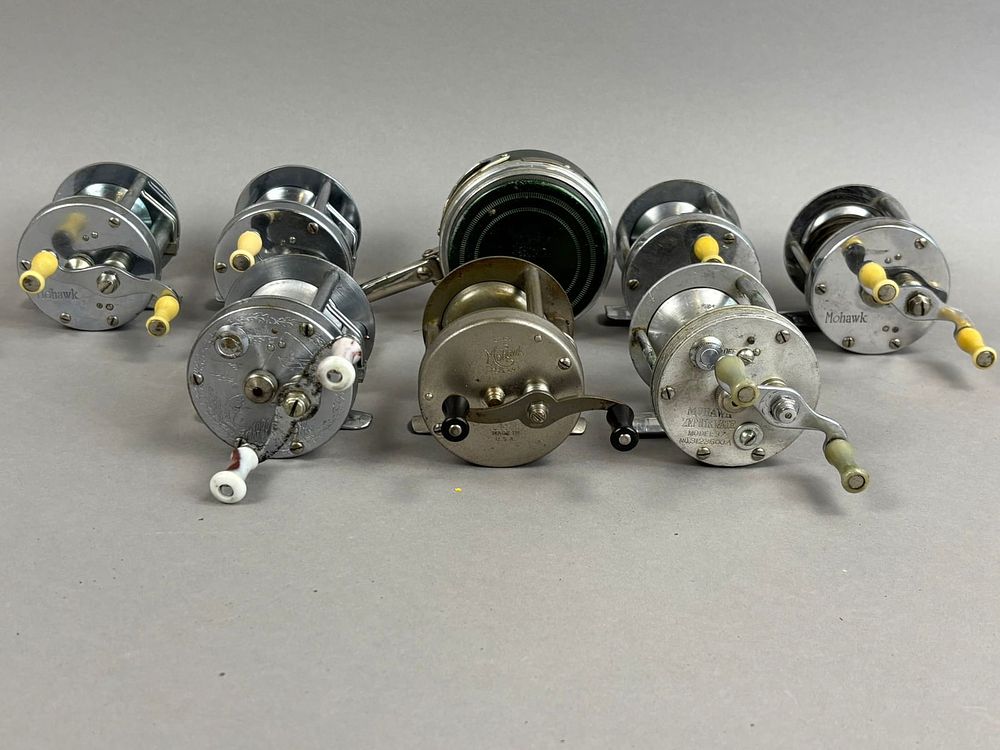 Lot 169: 8 40s 50s Mohawk Bait Casting Fishing Reels