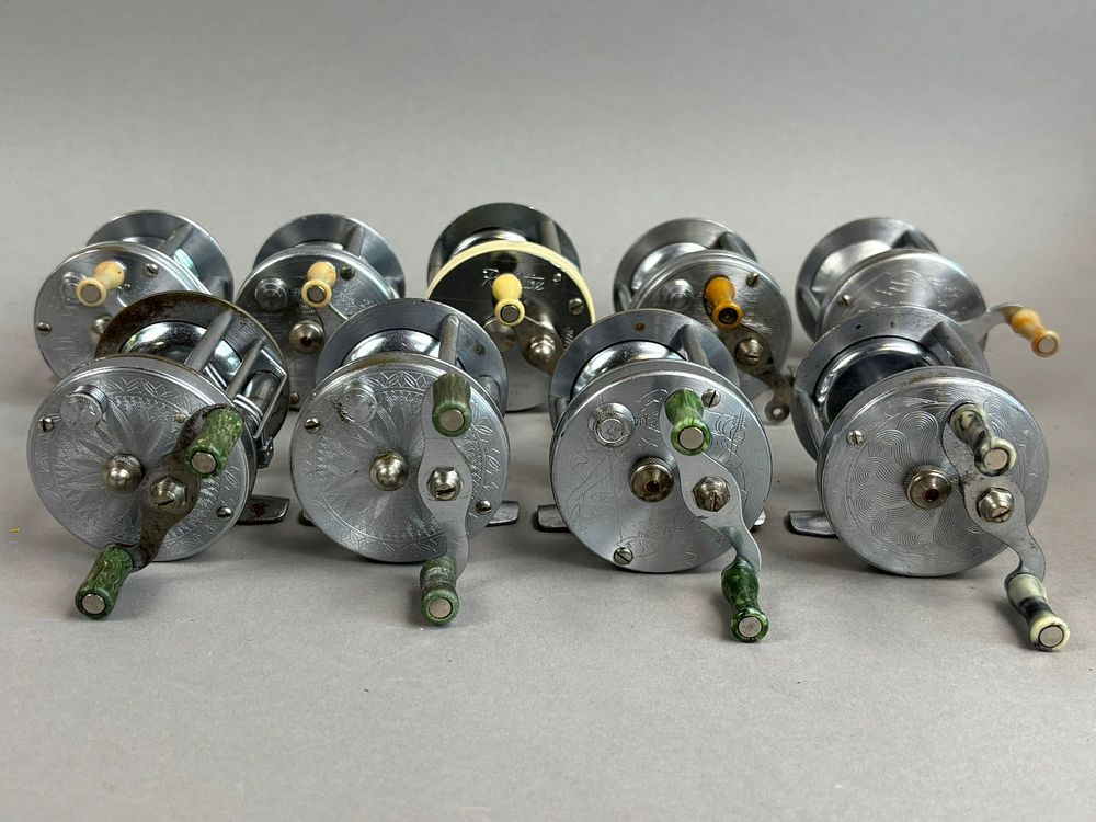 Lot 170: 11 40s 50s Decorative Engraved Casting Fishing Reels