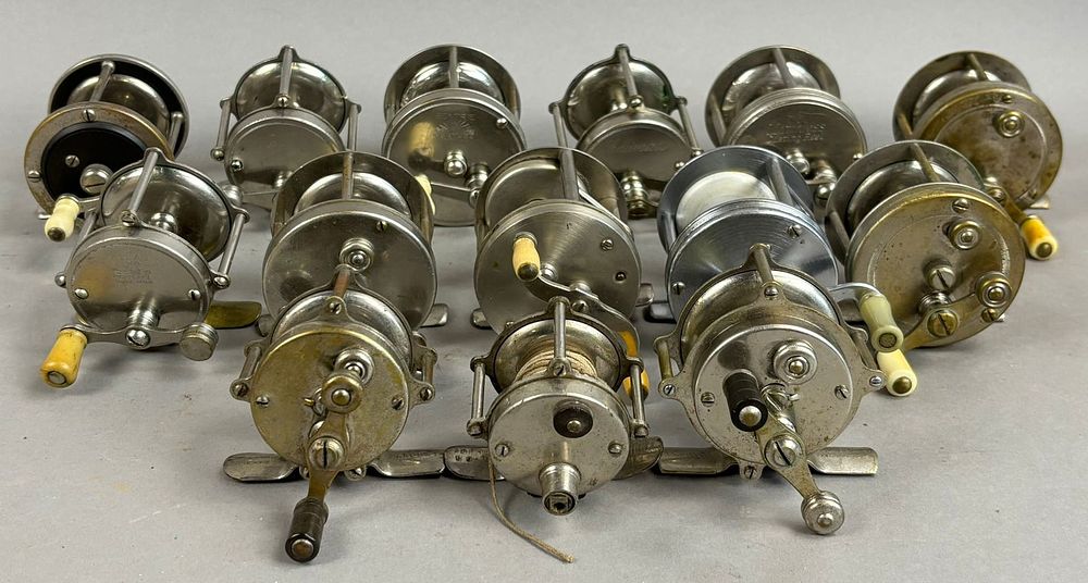 Lot 195: 14 40s 50s Atlas Matchless Fishing Casting Reels