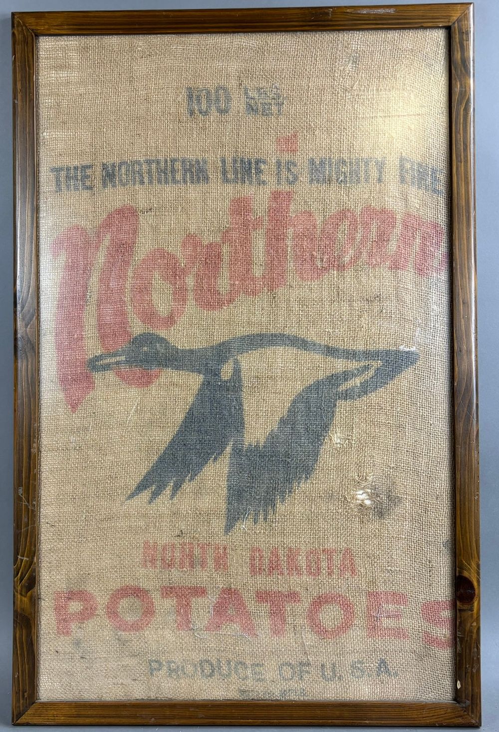 Lot 206: Antique North Dakota Potatoes Burlap Sack Mallard