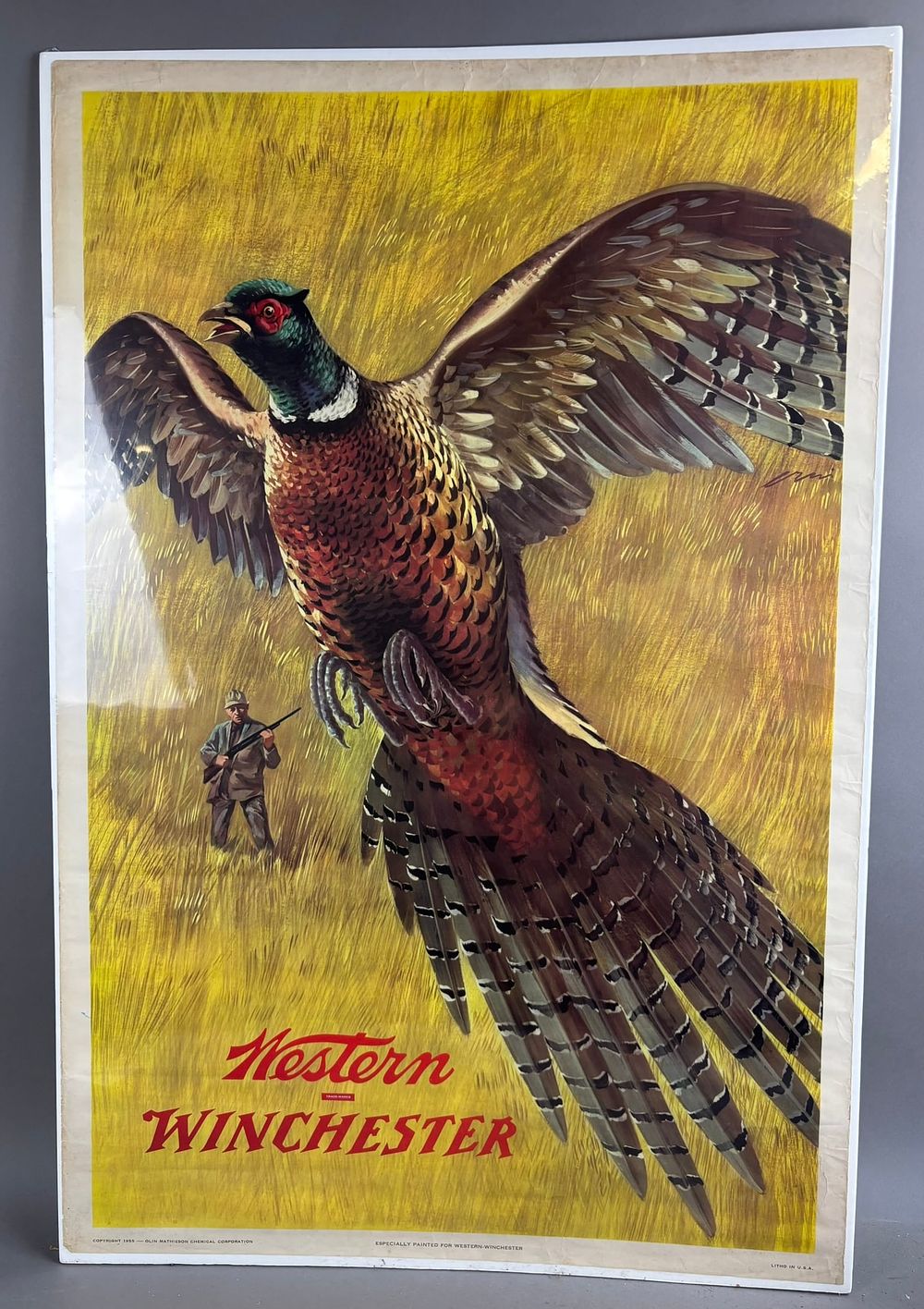 Lot 208: 1955 Winchester Advertising Poster Pheasant Guns