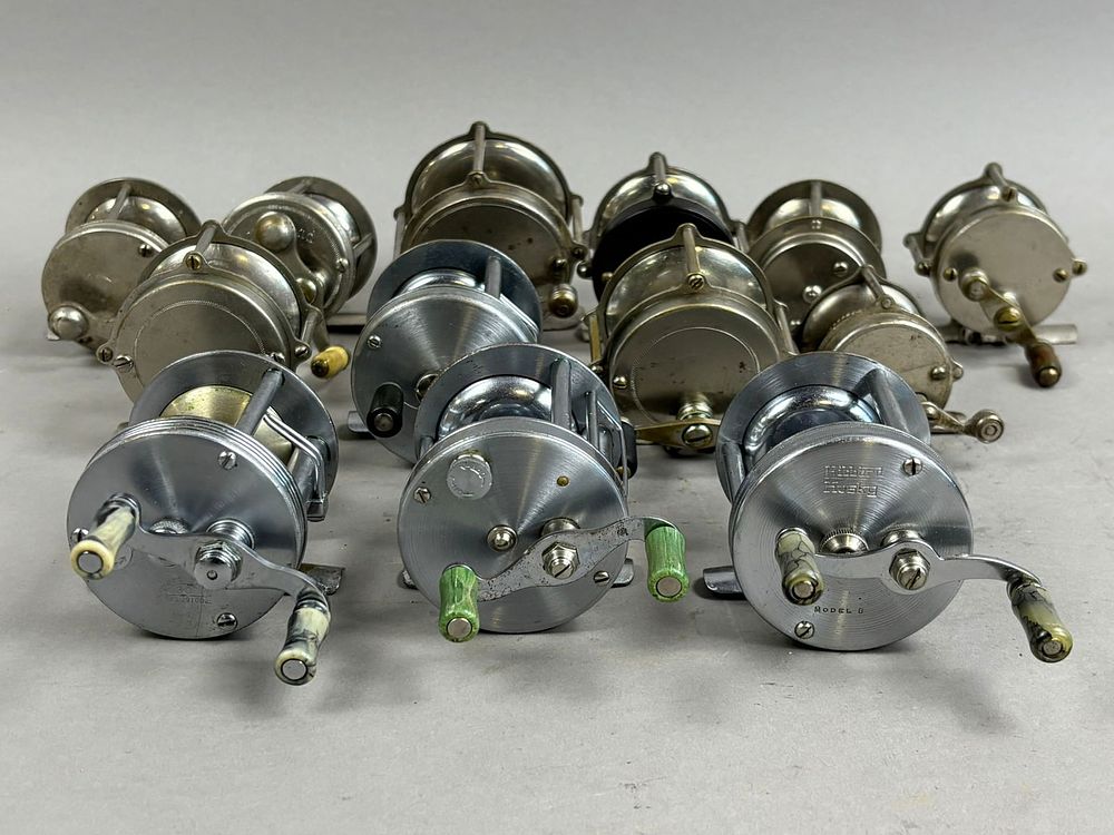 Lot 213: 13 40s 50s Moosehead Hibbard Casting Fishing Reels