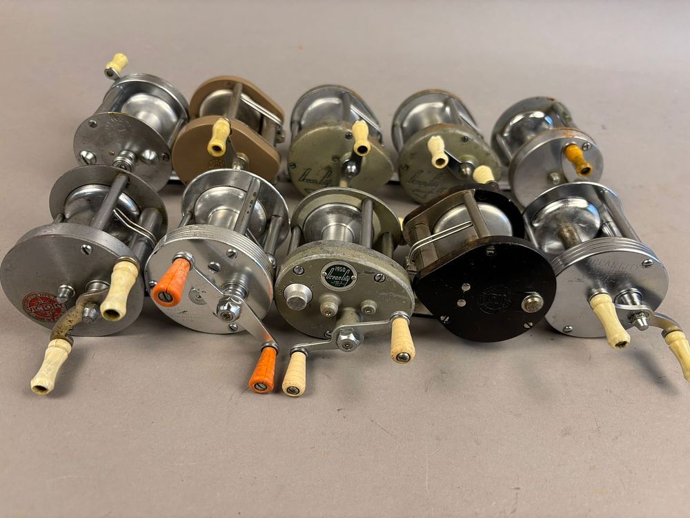Lot 221: 10 40s 50s Ocean City Bait Cast Fishing Reels