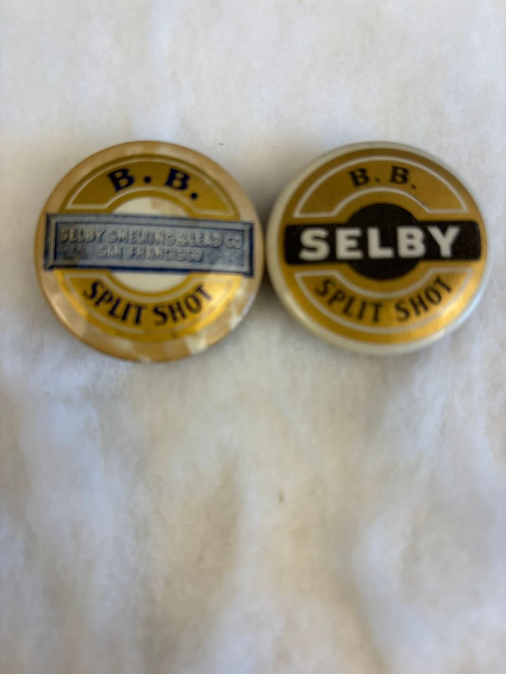 Lot 253: Pair Antique Selby Split Shot BB Bullets Tins