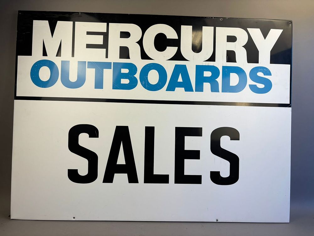 Lot 262: 70s Mercury Outboard Marine Dealership SST Sign