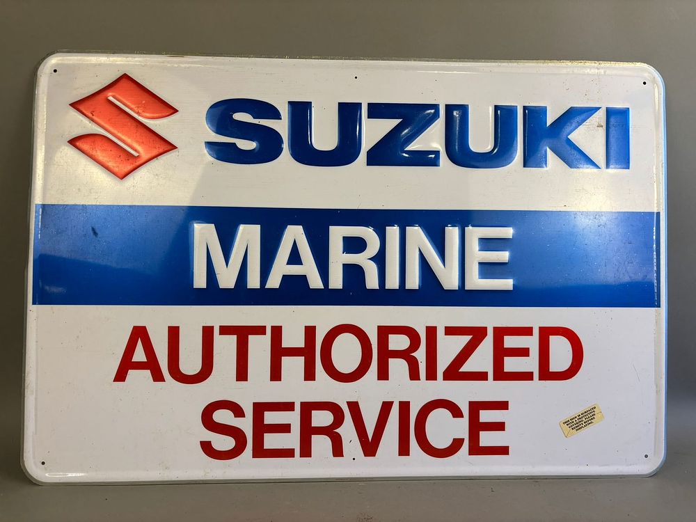Lot 263: 80s SST Suzuki Marine Outboard Service Dealer Sign