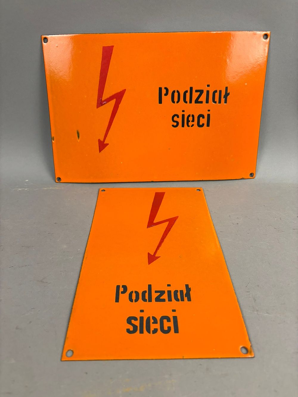 Lot 283: 2 50s Era Polish High Voltage Porcelain Signs