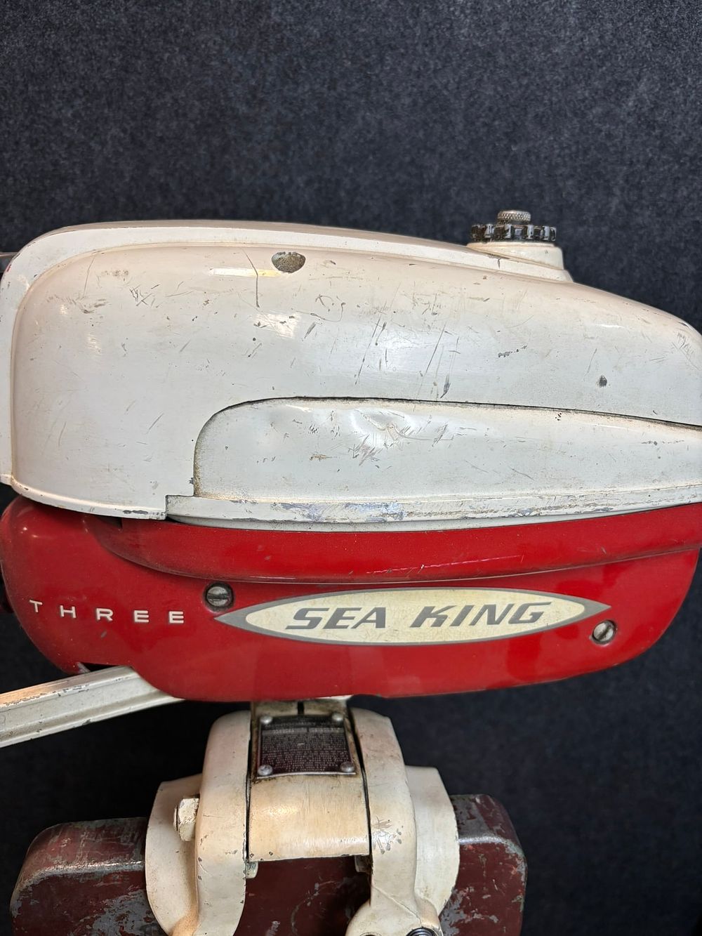 Lot 332: Antique Sea King Three Outboard Boat Motor Engine