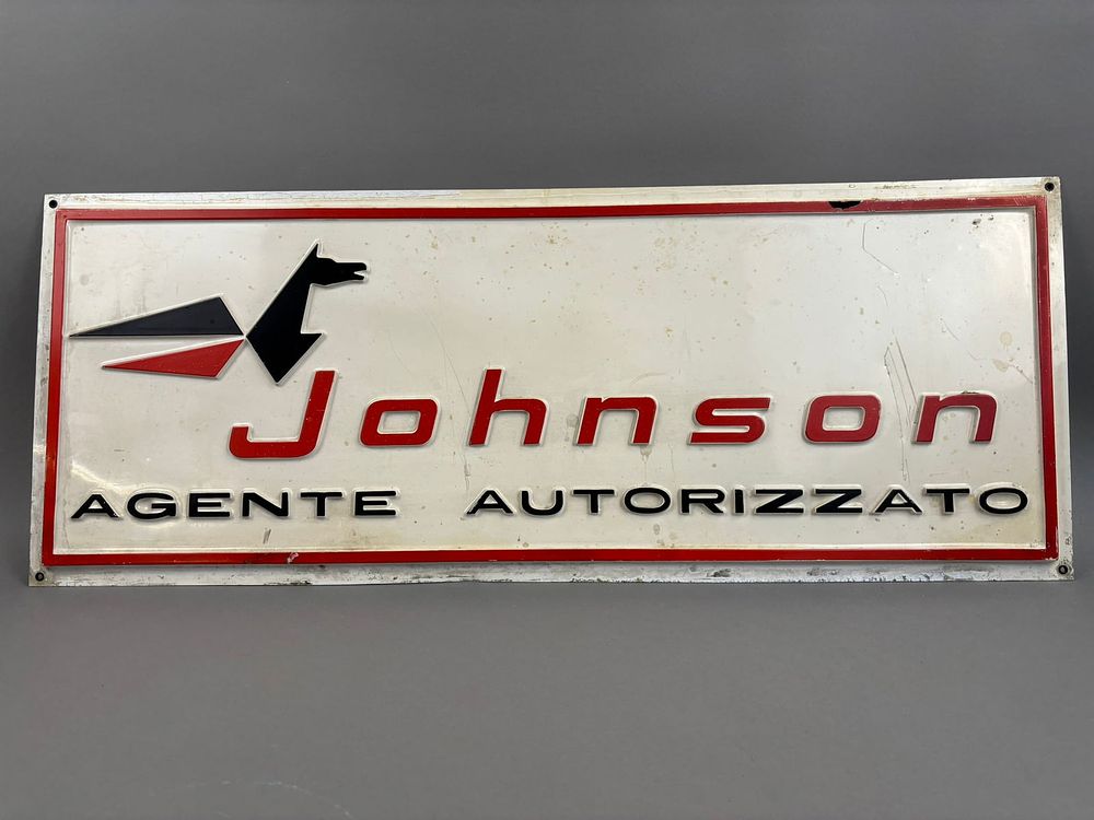 Lot 355: Vintage Johnson Outboard Motor Engine Dealer Sign