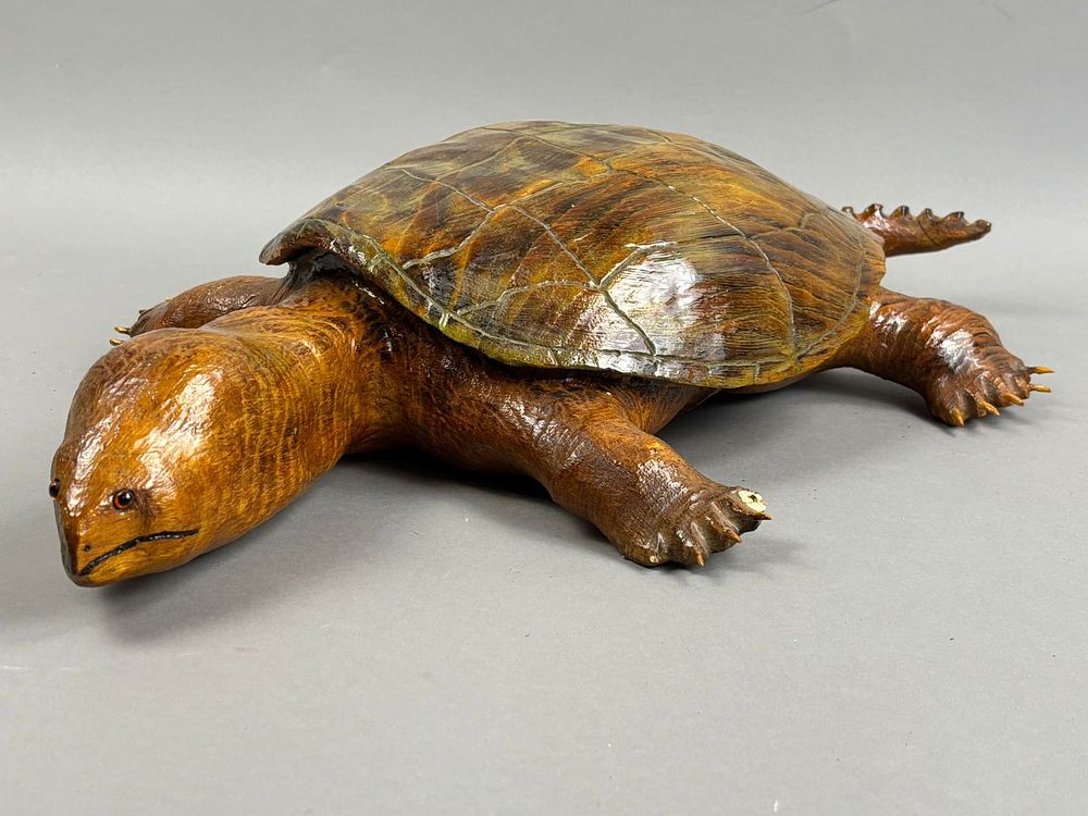 Lot 359: Vintage Carved Wooden Turtle Decoy Signed Ken Cole