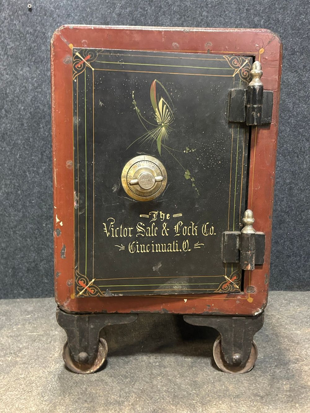 Lot 360: Antique Era Victor Floor Safe Lock Co Cast Iron