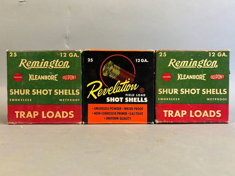 Lot 365: 3 NOS Remington Shur Shot Revevelation Shell Box 12 Ga