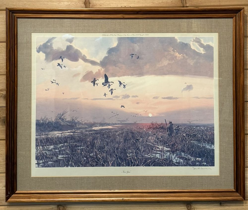 Lot 371: John Cowan New Gun Signed Duck Hunting Scene 1974