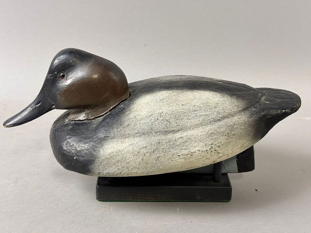 Lot 432: Drake Canvasback Balsa Decoy by Ralph Reghi 1939