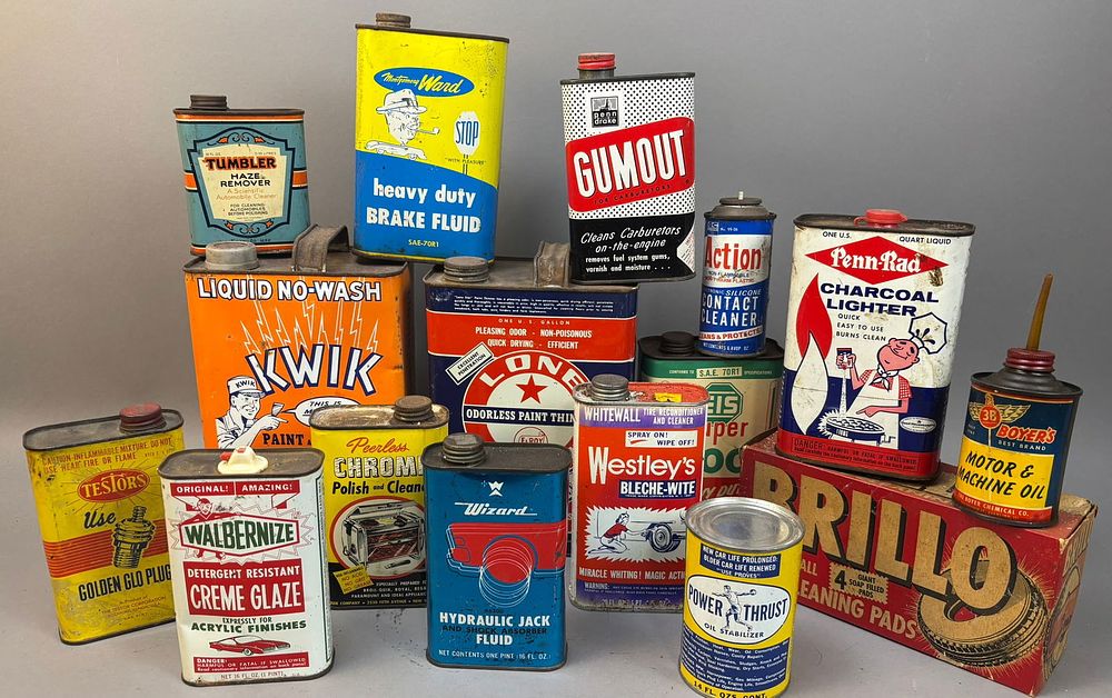Lot 150: 16 Vintage Gas Motor Oil Products Advertising Cans