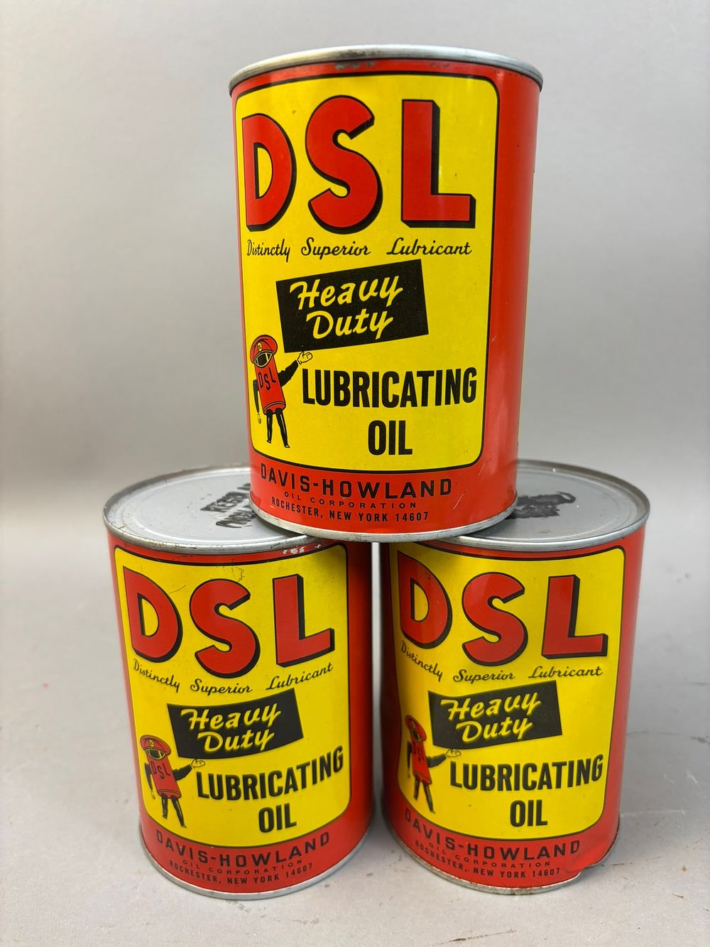 Lot 183: 3 NOS Vintage DSL Motor Oil Quart Can Davis Rowland