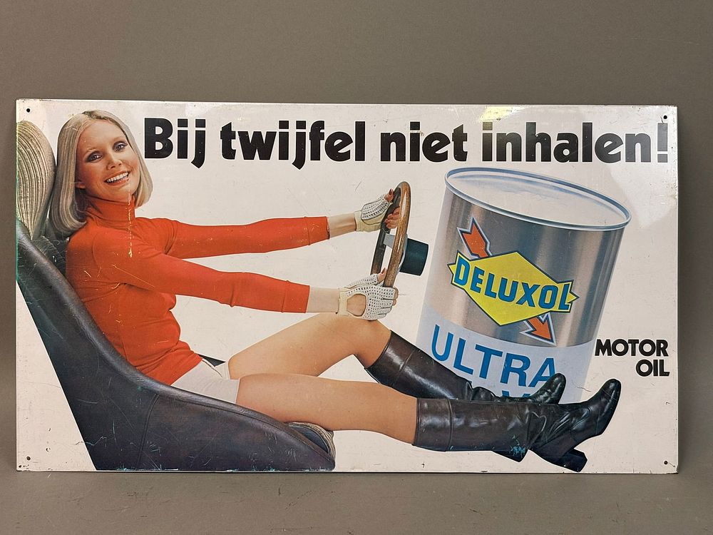 Lot 191: 60s SST Sunoco Deluxol Motor Oil Advertising Sign