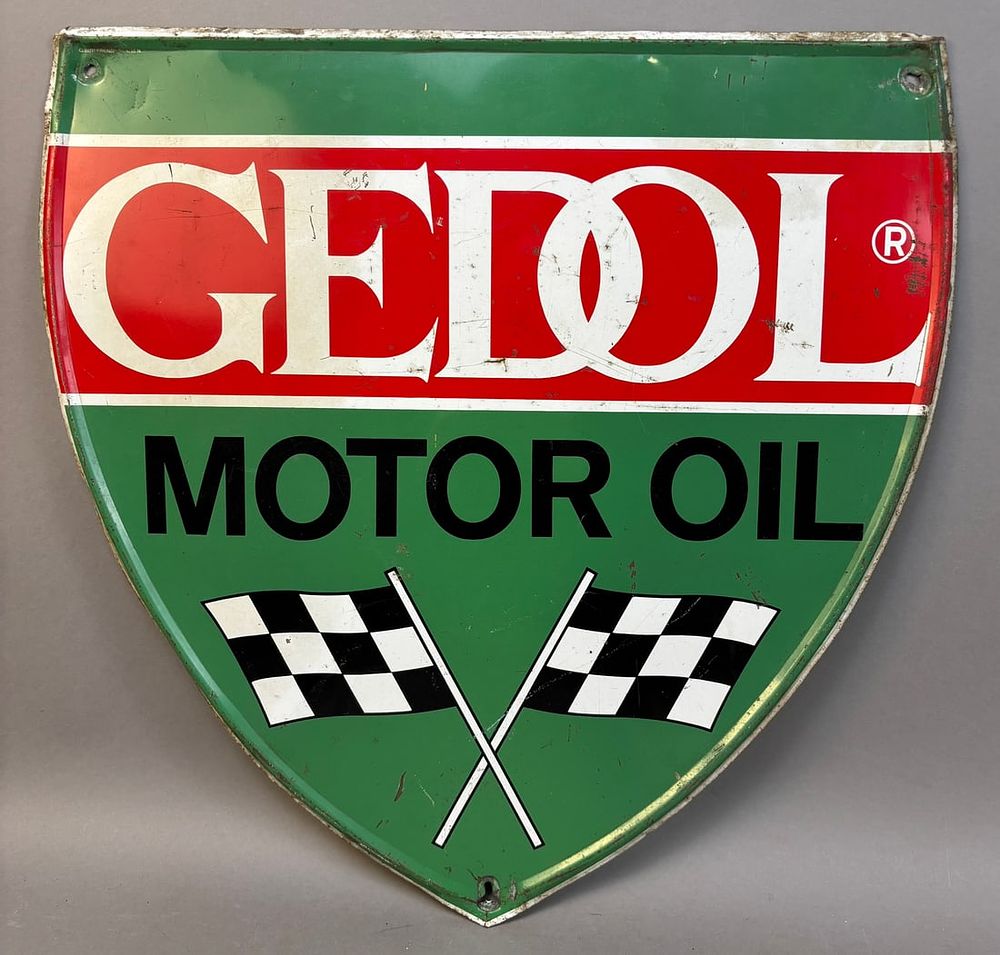 Lot 194: 60s SST Gedol Motor Oil Shield Advertising Sign