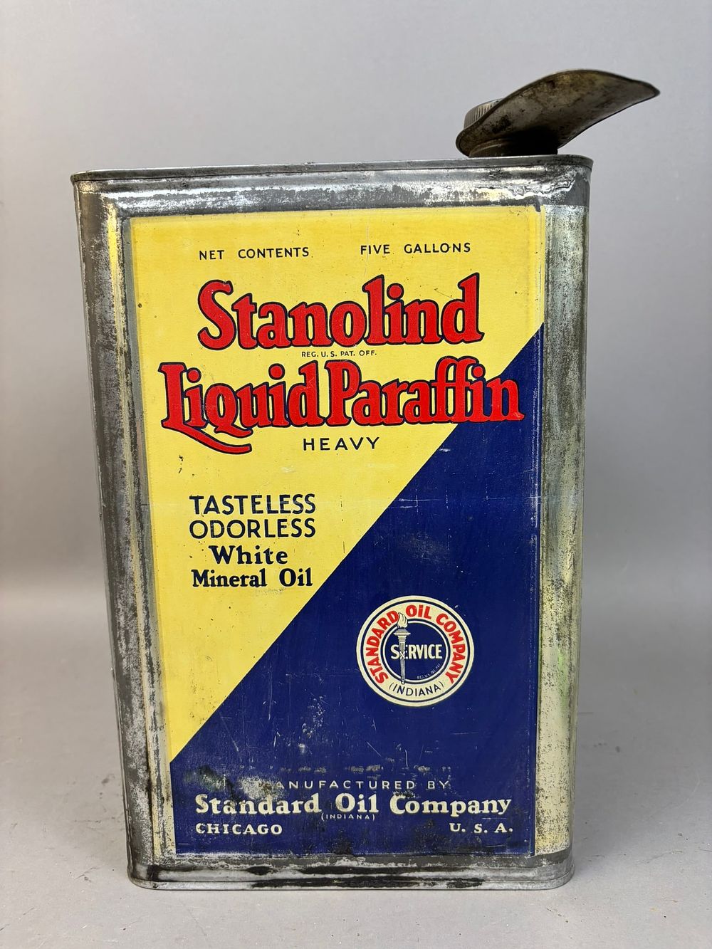 Lot 196: Standard Oil Square 5 Gallon Stanolind Service Can