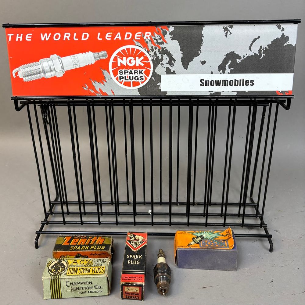 Lot 201: Vintage NGK Spark Plug Store Display NOS Ac Titan