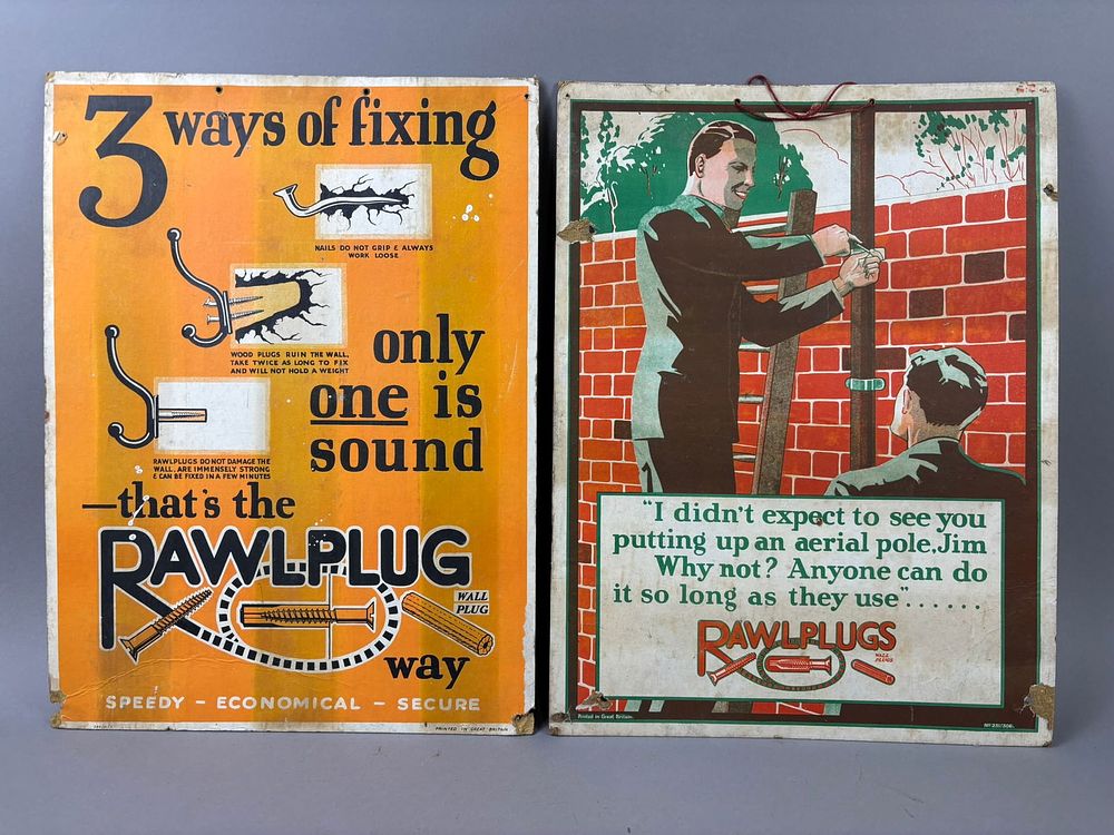 Lot 222: 2 30s Raw Plug Hanging Cardboard Advertising Signs