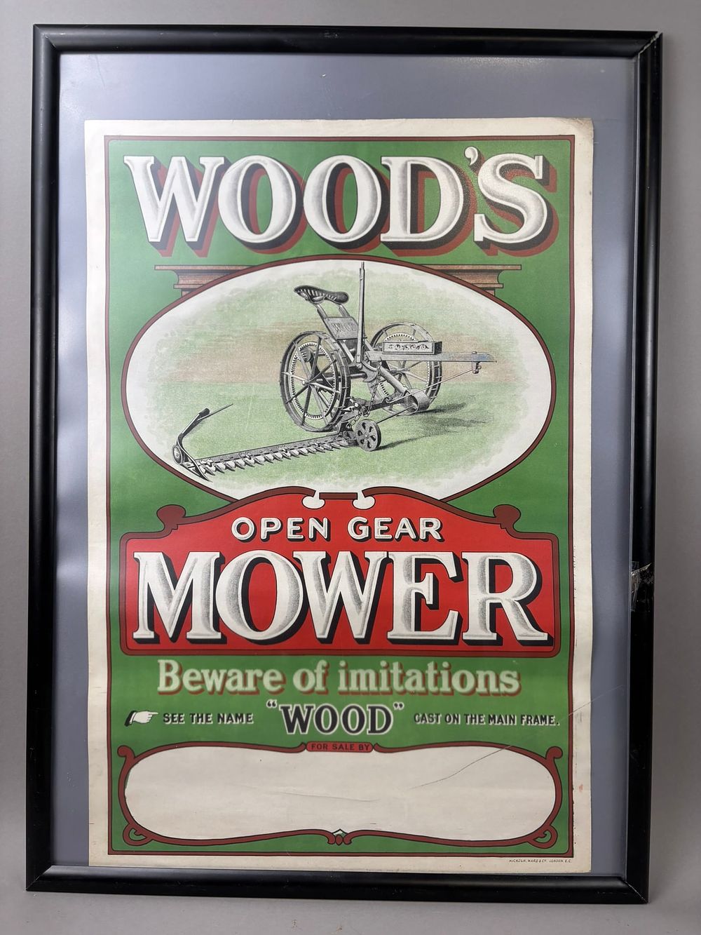 Lot 226: Early Woods Open Gear Mower Advertising Poster