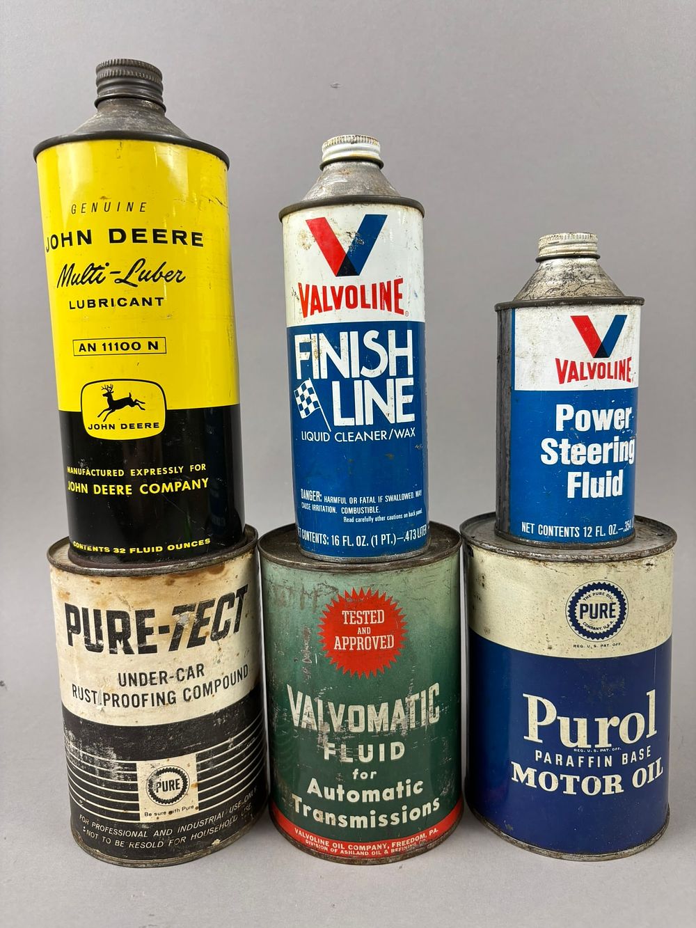Lot 230: 6 NOS Motor Oil Valvoline John Deere Pure Cans