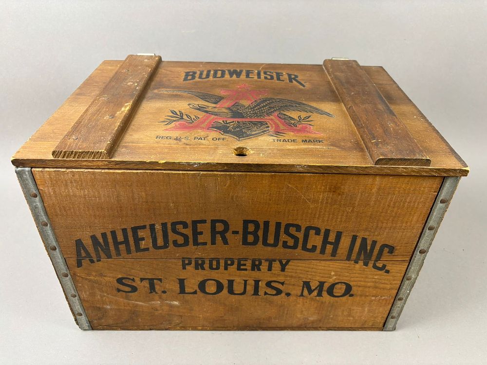 Lot 235: Vintage Anheuser Busch Budweiser Wood Bottle Crate
