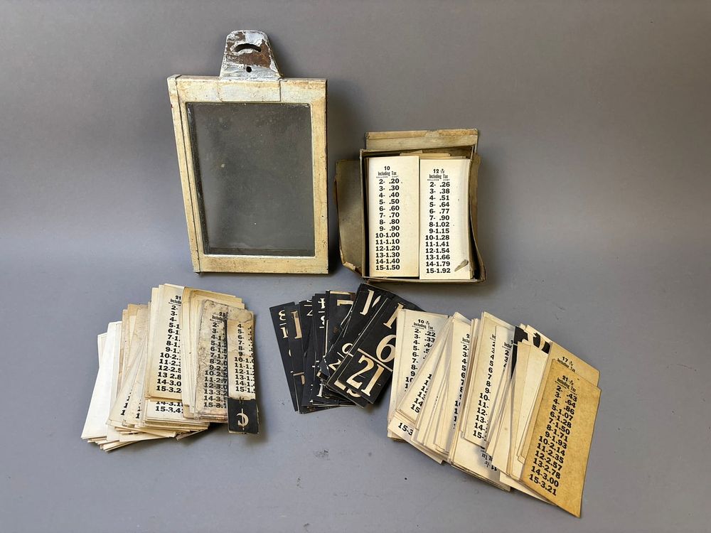 Lot 247: Antique Gas Pump Glass Pricer Large Amount Insert
