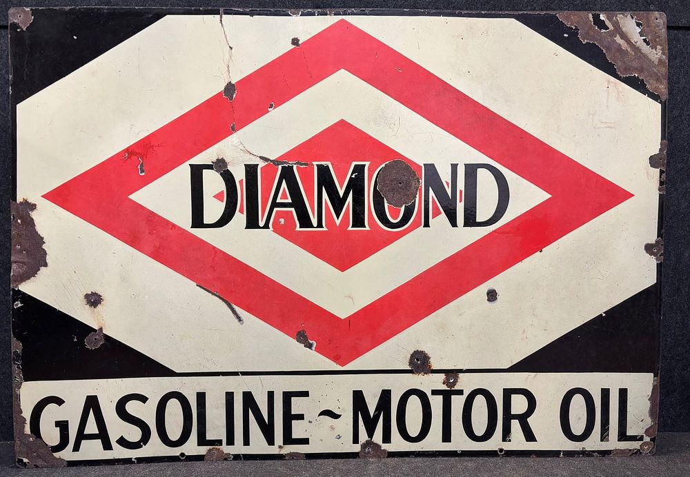 Lot 256: Large DSP Diamond Gas Motor Oil Advertising Sign