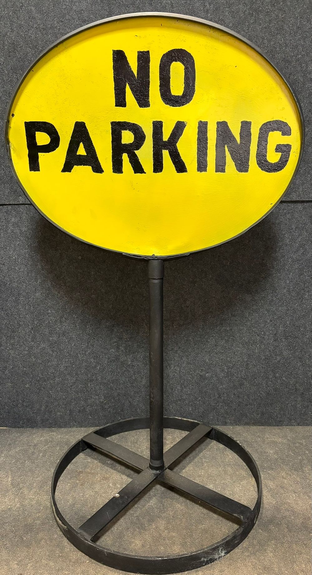 Lot 263: DST Police No Parking Curb Side Sign w/ Wolfs Head Base