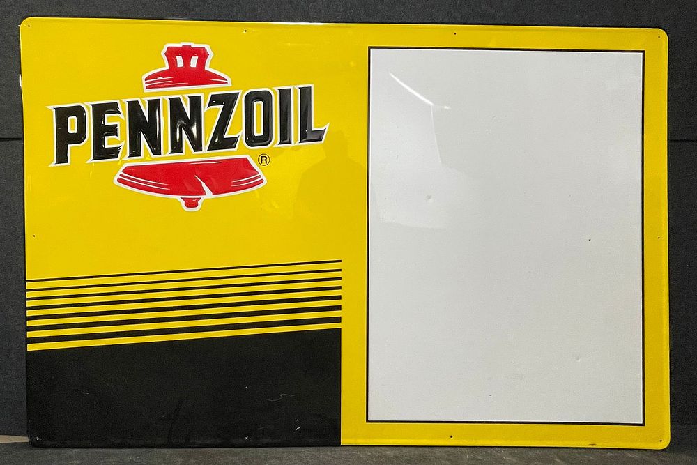 Lot 263B: Pennzoil w/ Bell 6' SST Tin Metal Advertising Sign