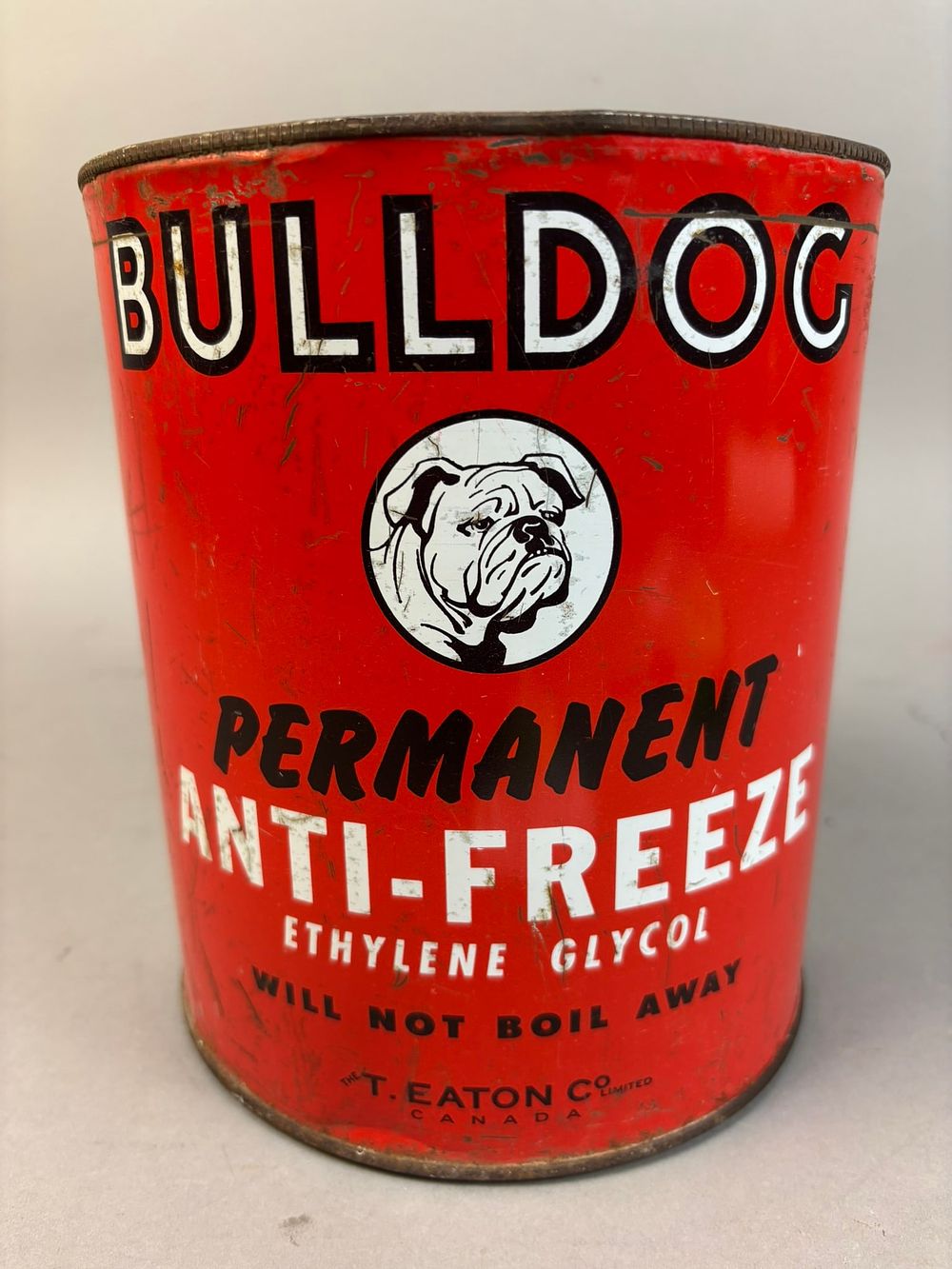 Lot 264: Vintage Bulldog AntiFreeze 1 Gallon Metal Can