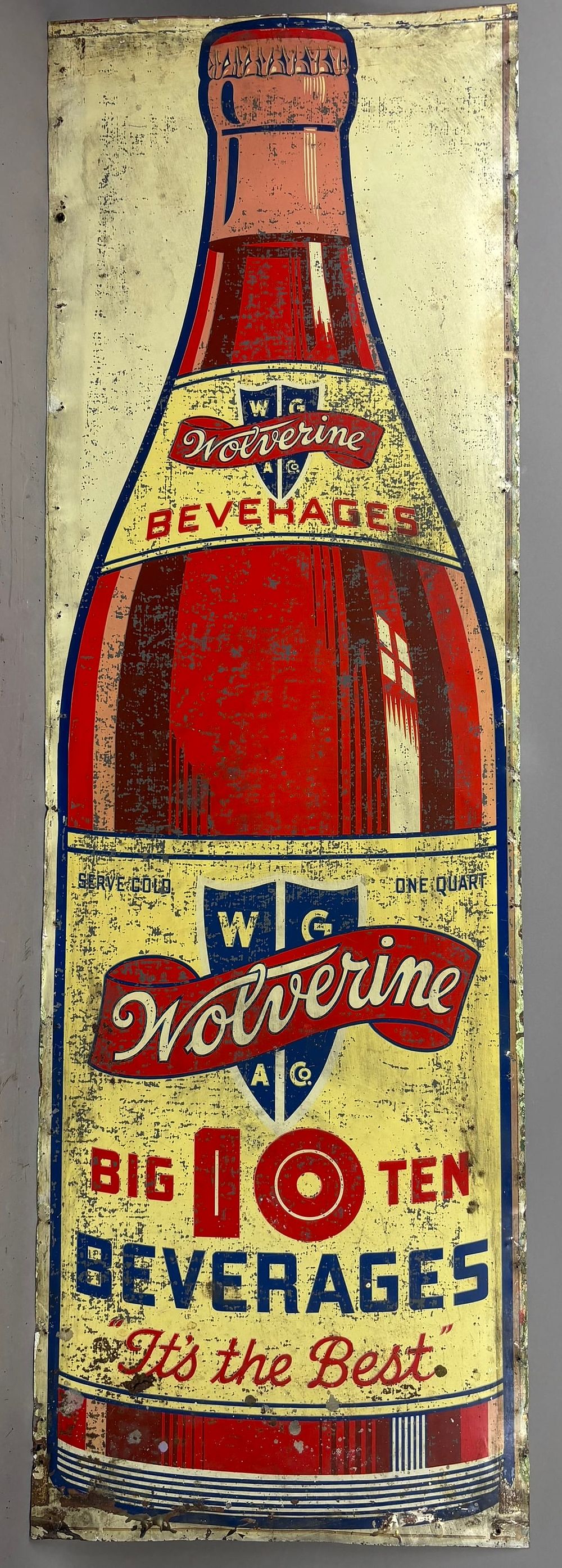 Lot 285: SST Wolverine Beverage Soda Beer Advertising Sign