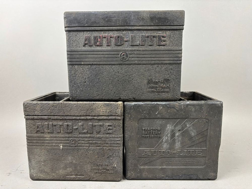 Lot 288: 3 Antique Auto-Lite Car Truck Battery Housings
