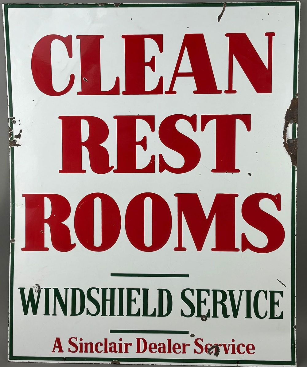Lot 316: DSP Sinclair Gas Station Clean Rest Rooms Sign