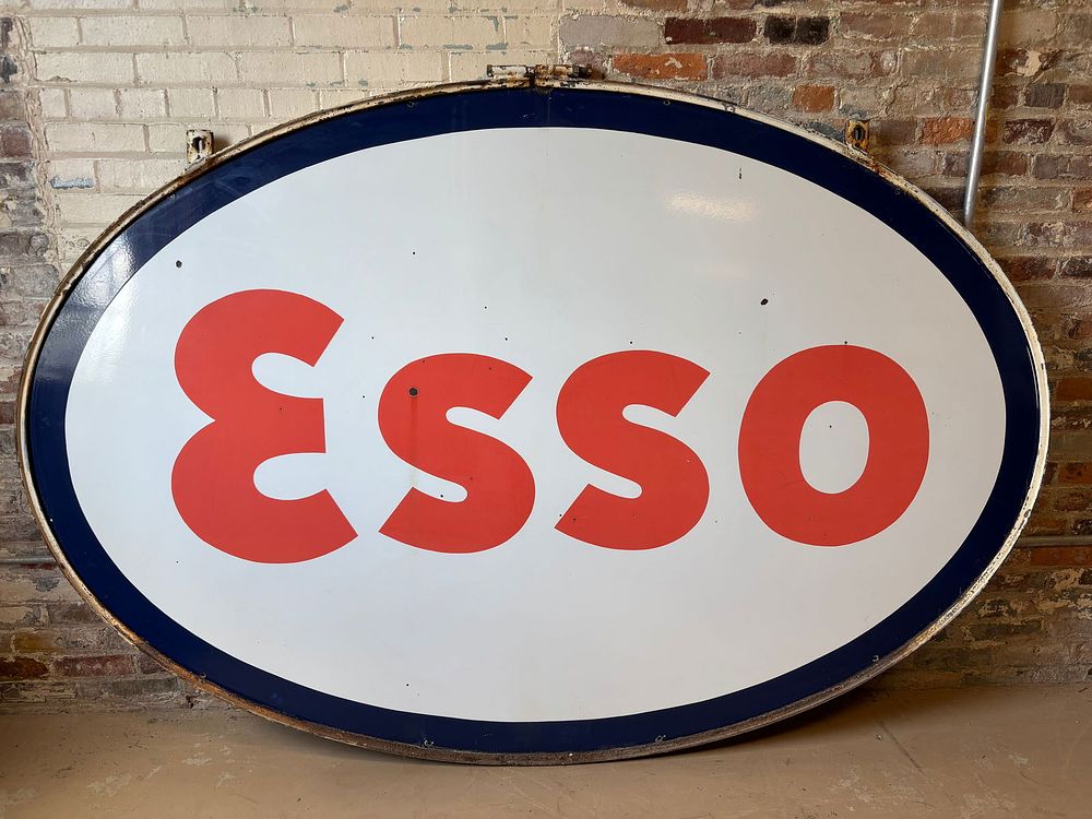 Lot 334: Esso DSP 7' Porcelain Hanging Pole Sign