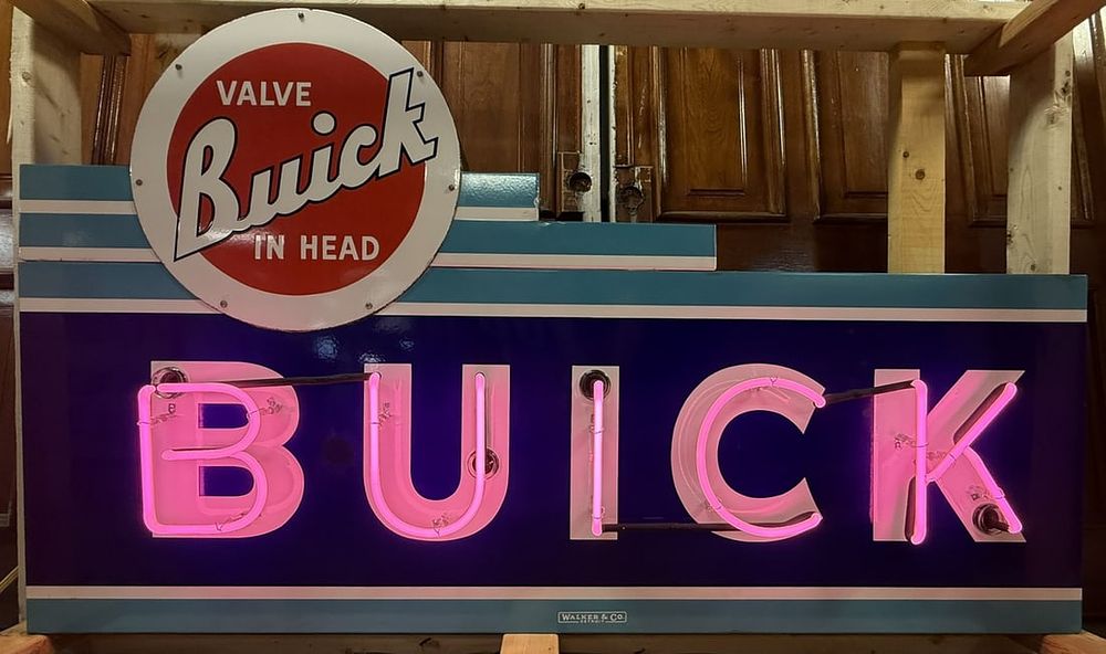 Lot 336C: Buick Original 40s Dealership Neon Porcelain Sign