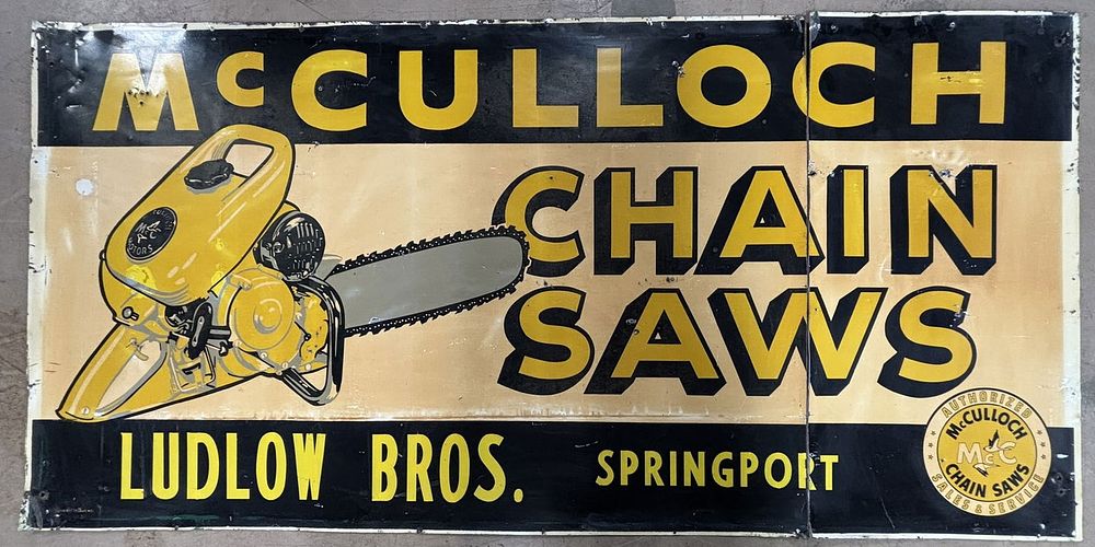 Lot 338: McCulloch Chain Saw Hardware Billboard Sign