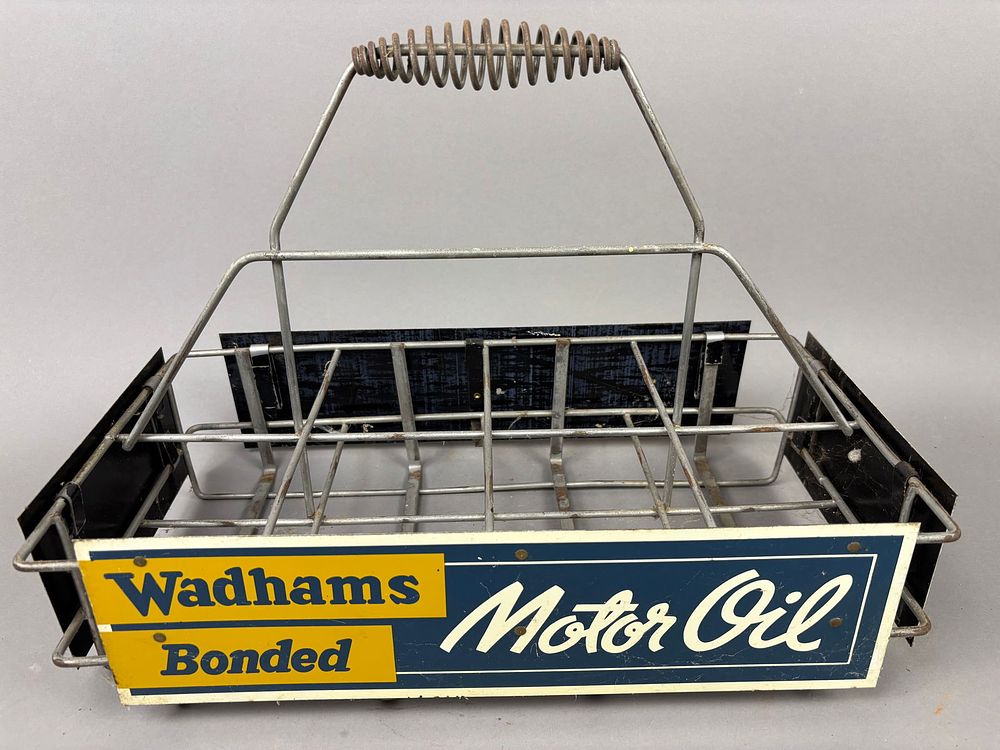 Lot 344B: Wadhams Bonded Motor Oil 8 Bottle Carrier 4 Signs