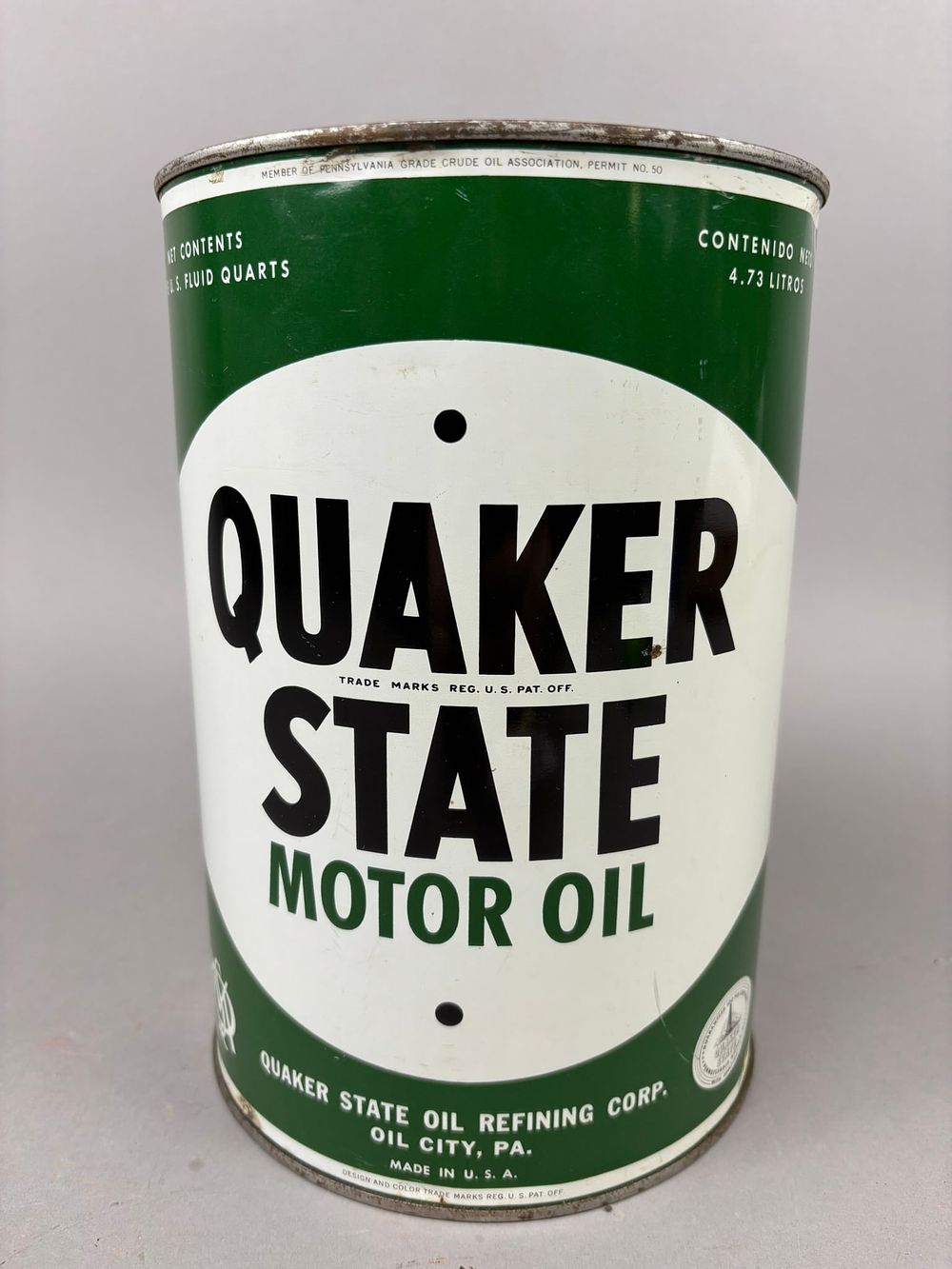 Lot 361: NOS Quaker State 5 Quart Motor Oil Can