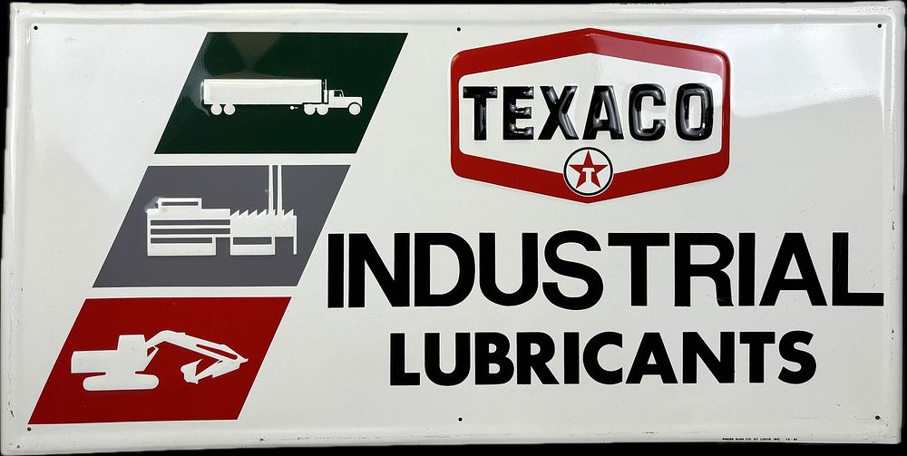 Lot 380D: NOS Texaco Industrial Lubricants SST Oil Sign