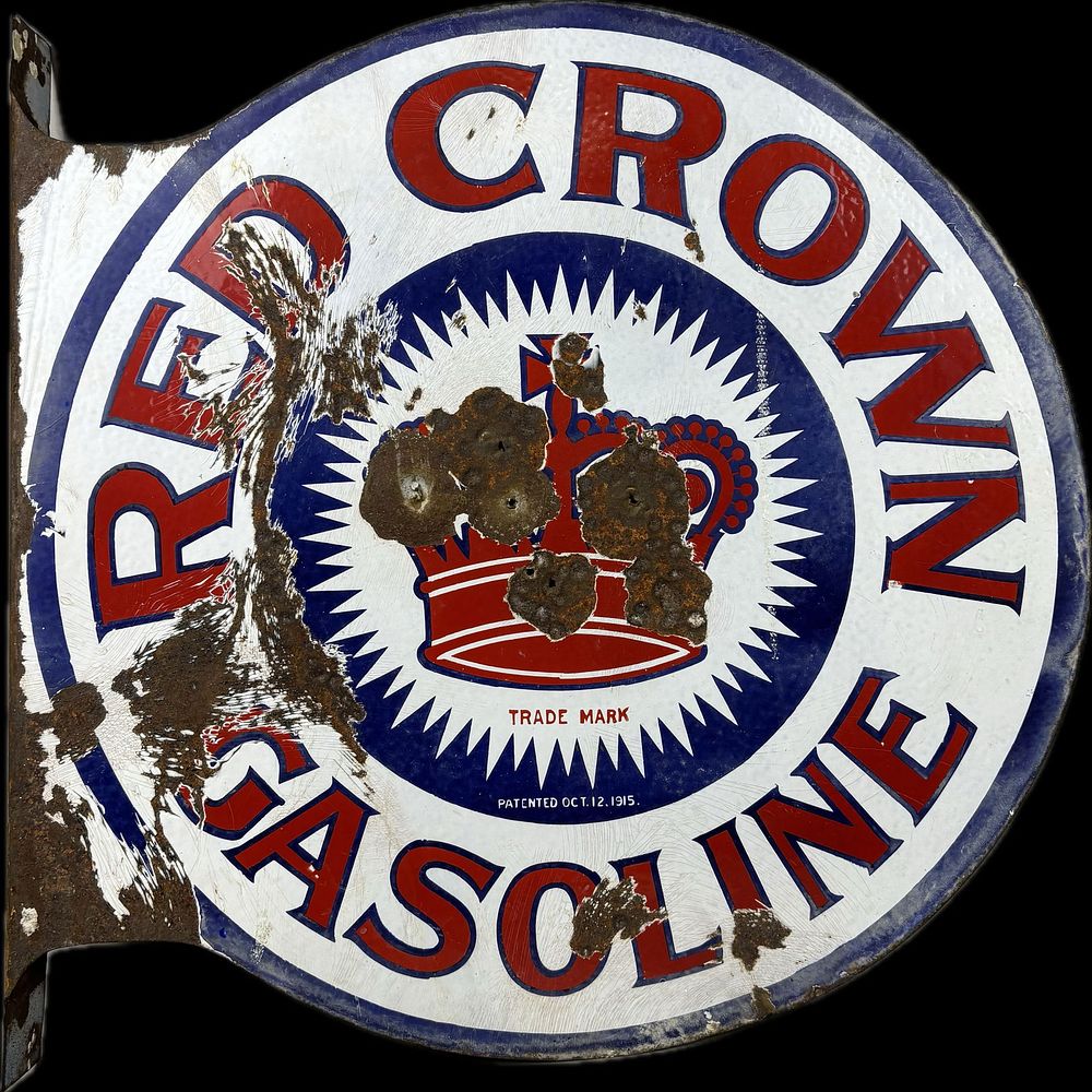 Lot 395: Red Crown Gasoline Standard Oil DSP Flange Sign