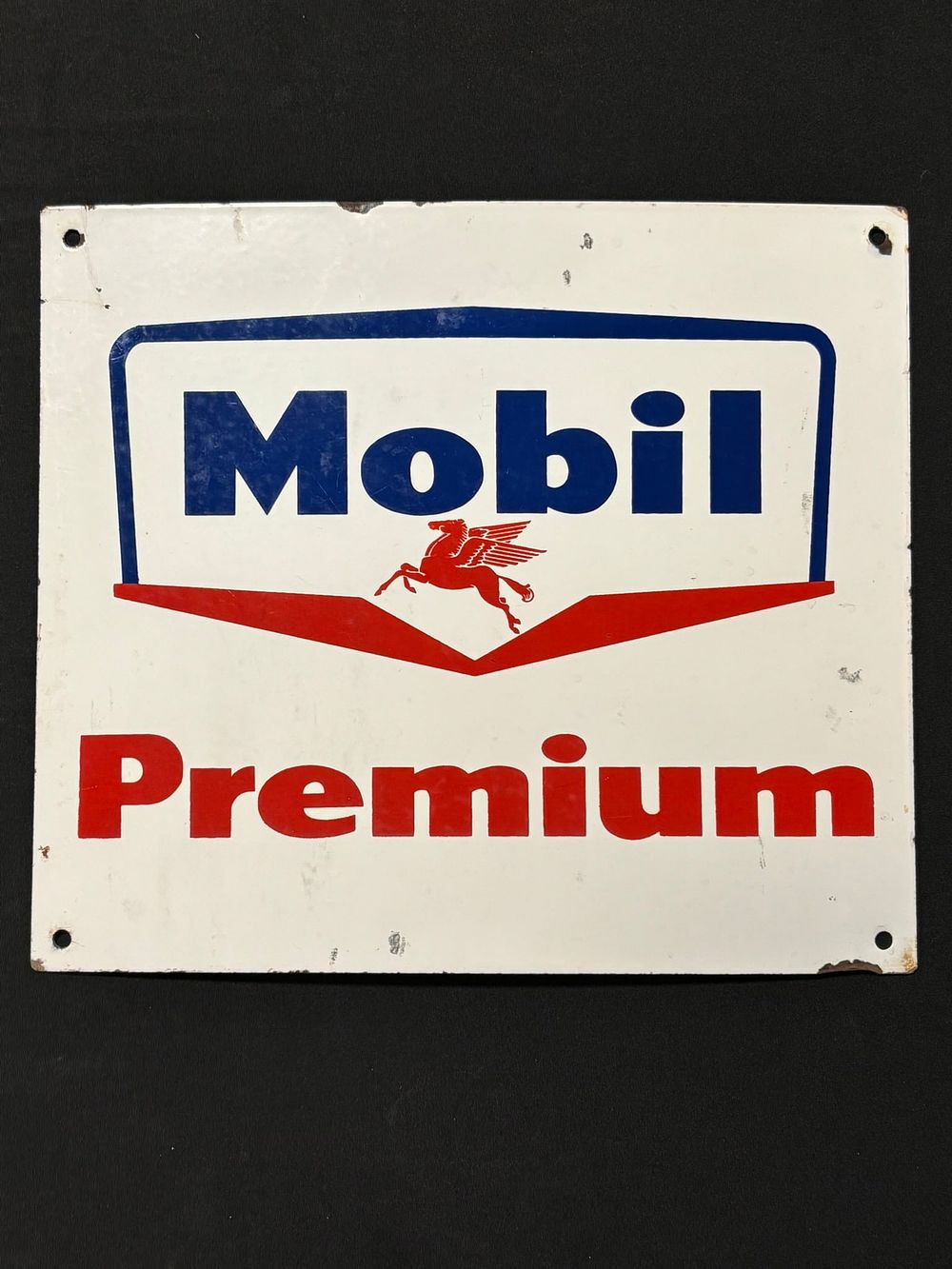 Lot 400: Mobil Oil Premium Gas Pump Plate SSP Sign