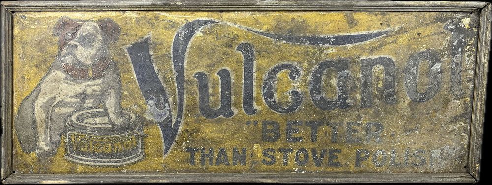 Lot 417: Vulcanol Polish Bulldog Logo SST Wood Frame Sign