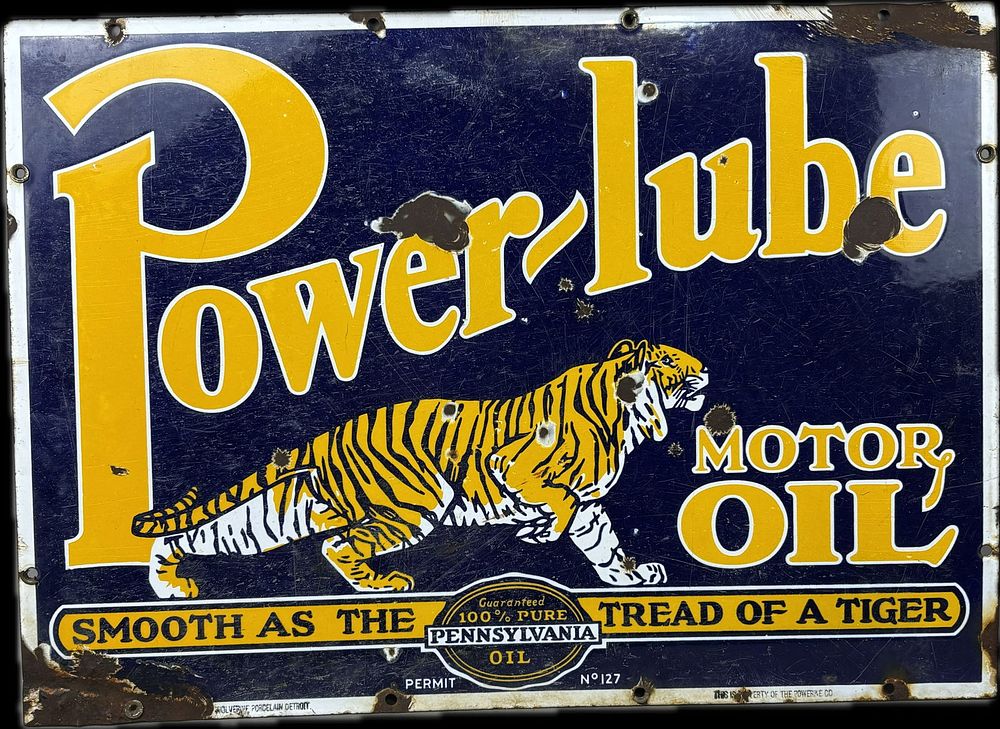 Lot 420: Powerlube Motor Oil Tiger DSP Advertising Sign