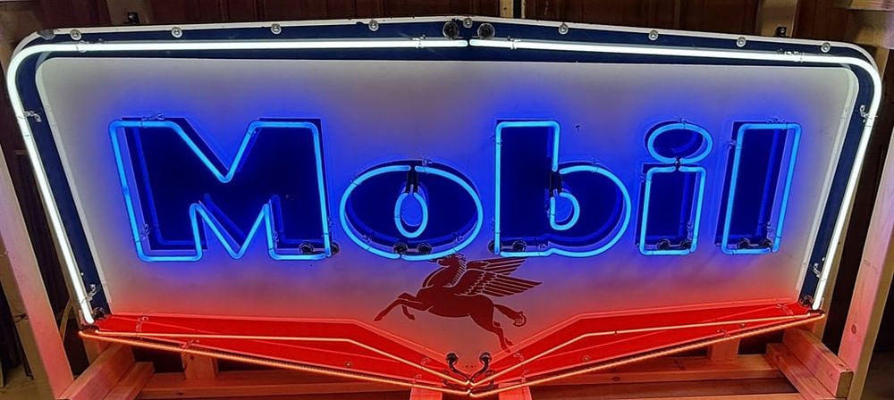 Lot 422C: Mobil DSP 7' 1950s Neon Advertising Porcelain Sign